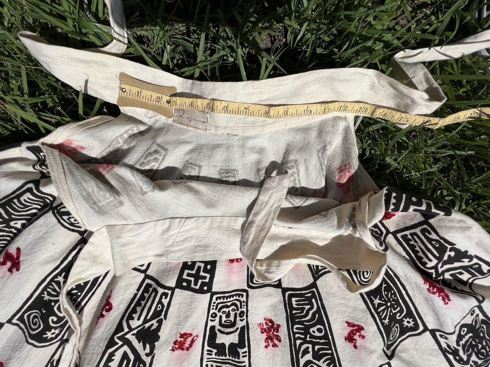 Vintage 1950s Mexican Hand Painted Circle Skirt Teals Tejidas Y Pintadas A Mano - Fresh Stock Dated March 2026