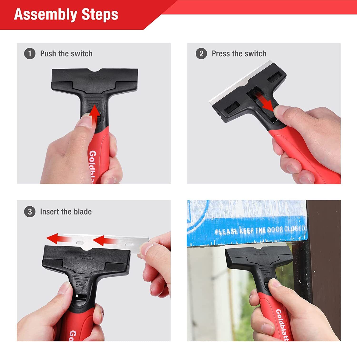 Goldblatt 2PC Razor Blade Scraper Heavy Duty 20PC 4-in Blades Floor Scraper Tool - Fresh Stock Dated February 2026