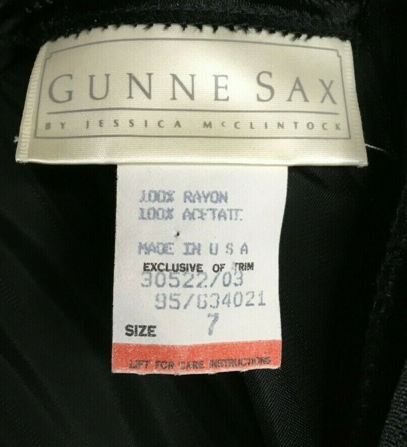 Vintage Gunne Sax Size 7 Black Velvet Skirt - Fresh Stock Dated February 2026