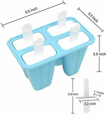 Popsicle Molds Maker 4 Pieces Silicone Ice Pop Ice Cream Reusable Easy Release - Fresh Stock Dated December 2025