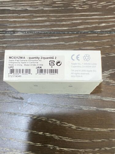 Genuine Apple iPad Camera Connection Kit MC531ZM/A NEW Quantity2(A1362 & A1358) - Fresh Stock Dated February 2026