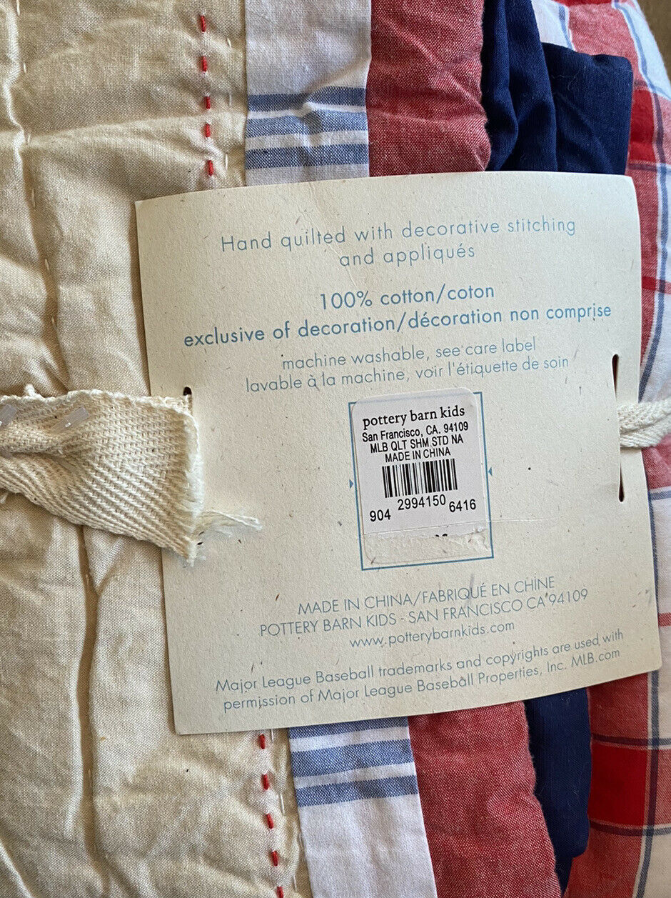 Pottery Barn National League Baseball Quilted Pillow Sham NWT - Fresh Stock Dated January 2026