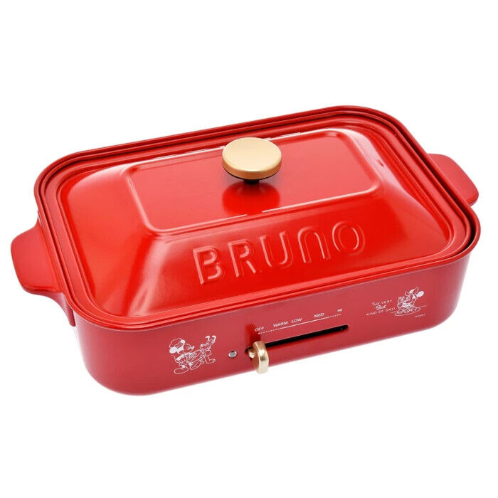 [BRUNO] Mickey, Minnie, Pluto Compact Hot Plate Japan Domestic AC:100 Red New - Fresh Stock Dated February 2026
