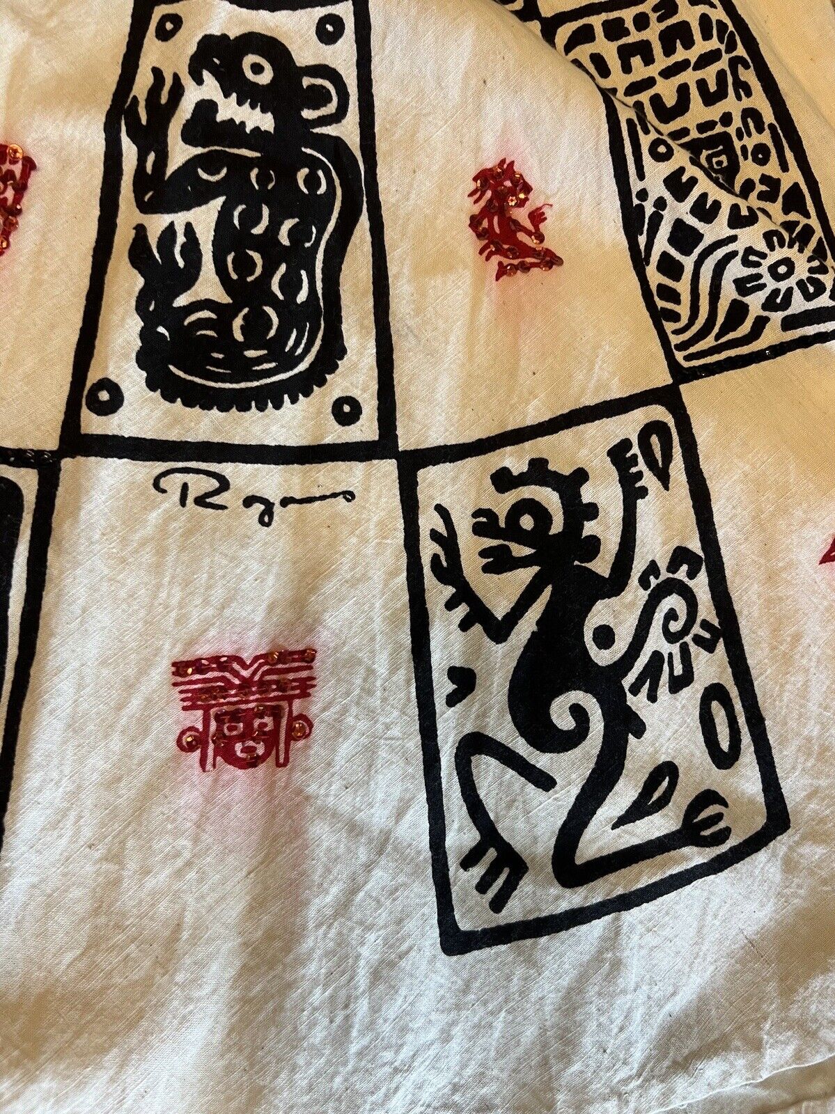 Vintage 1950s Mexican Hand Painted Circle Skirt Teals Tejidas Y Pintadas A Mano - Fresh Stock Dated March 2026