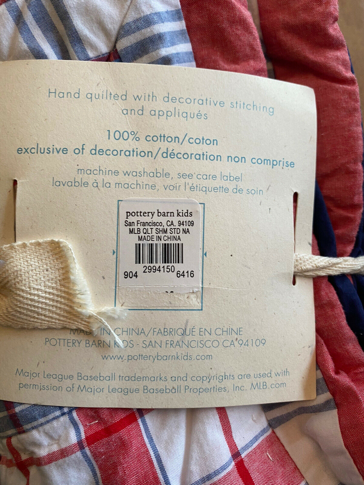 Pottery Barn National League Baseball Quilted Pillow Sham NWT - Fresh Stock Dated January 2026