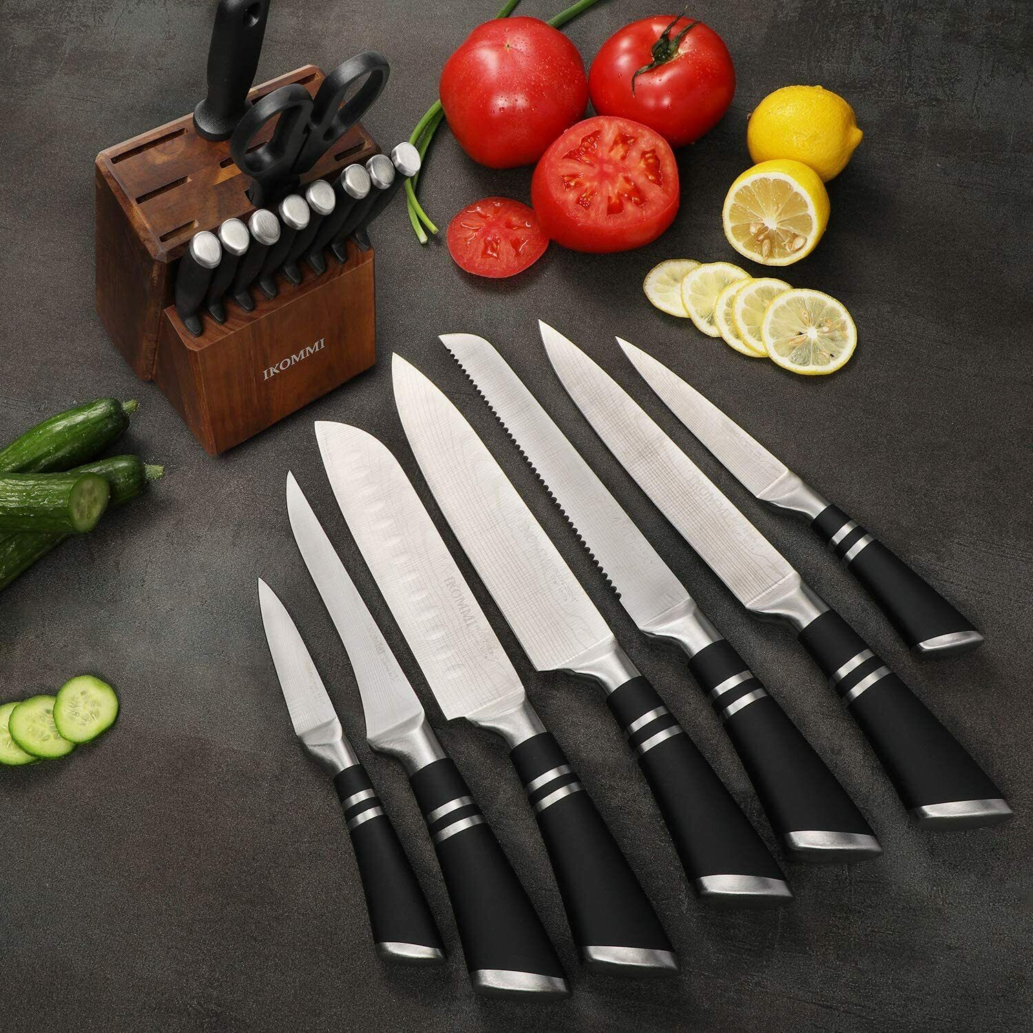 Knife Set, 23-Piece Kitchen Knife Set with Block Wooden German Stainless Steel - Fresh Stock Dated February 2026