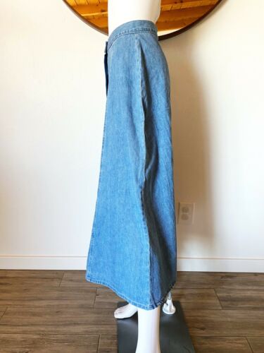 VTG 90'S FORENZA MIDI A-LINE DENIM SKIRT BUTTON FRONT MADE IN USA XS 24.5-25.5
