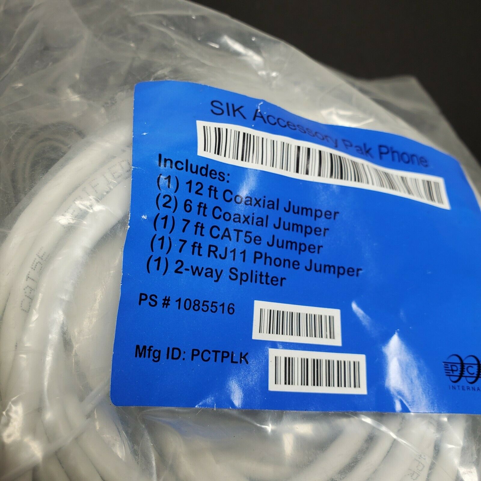 Sik Accessory Pak Phone Includes Coaxial CAT5e RJ11 Phone Jumpers 2 Way Splitter - Fresh Stock Dated December 2025