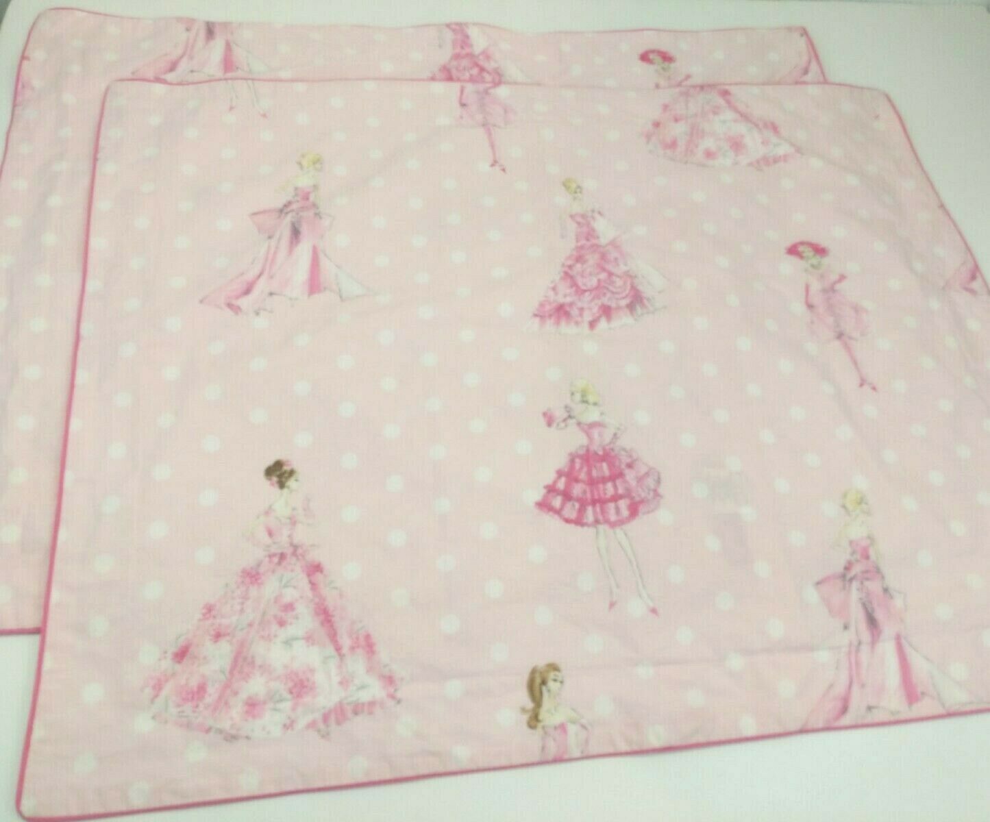 Pottery Barn Kids BARBIE Sham PAIR PINK Retro Organic Cotton Pink Std Polka Dots - Fresh Stock Dated December 2025