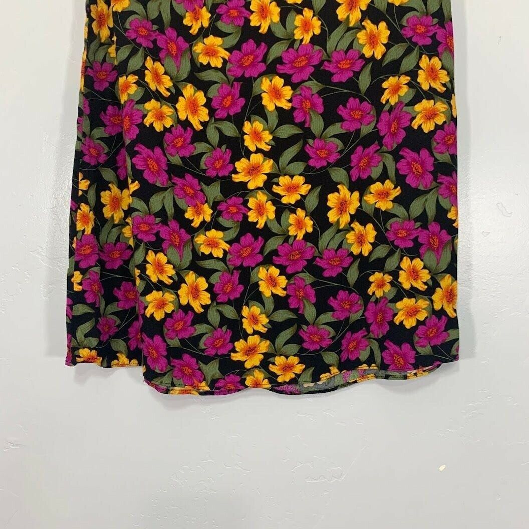 Vintage 90's Pink Yellow Floral High-Waisted Midi Skirt Women's XS - Fresh Stock Dated February 2026