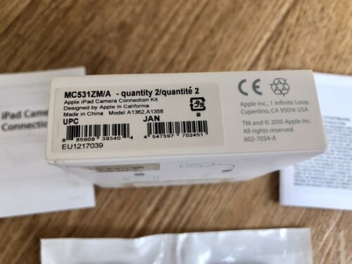 Original Apple iPad Camera Connection Kit 30-Pin  MC531ZM/A - A1358, A1362 - Fresh Stock Dated February 2026
