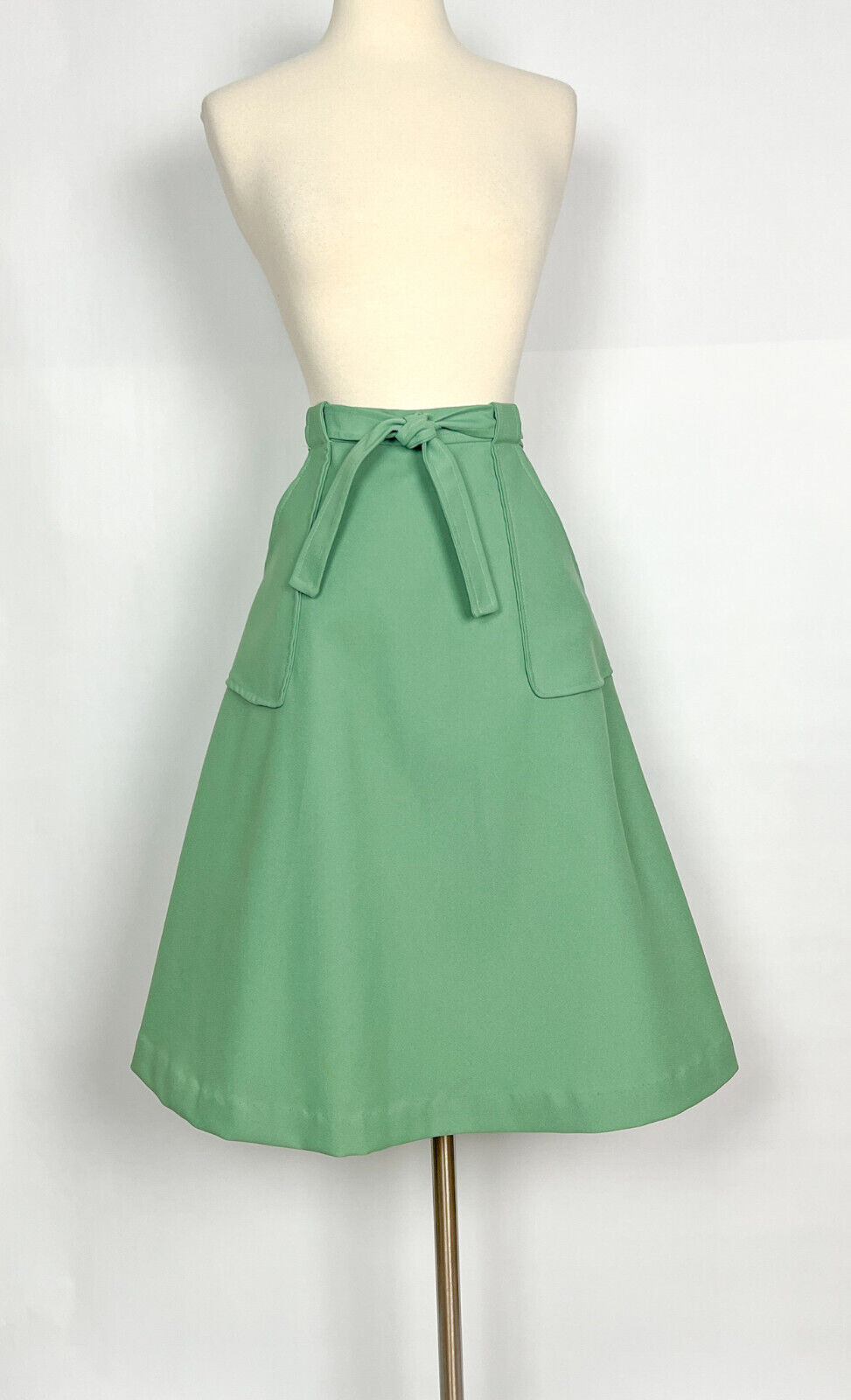 Vintage Wrap Skirt | 1970s Pastel Green A-Line Polyester Skirt Size Small - Fresh Stock Dated March 2026