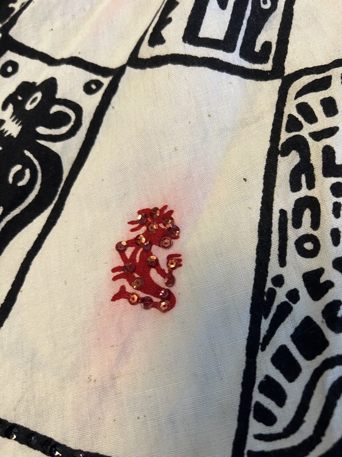 Vintage 1950s Mexican Hand Painted Circle Skirt Teals Tejidas Y Pintadas A Mano - Fresh Stock Dated March 2026