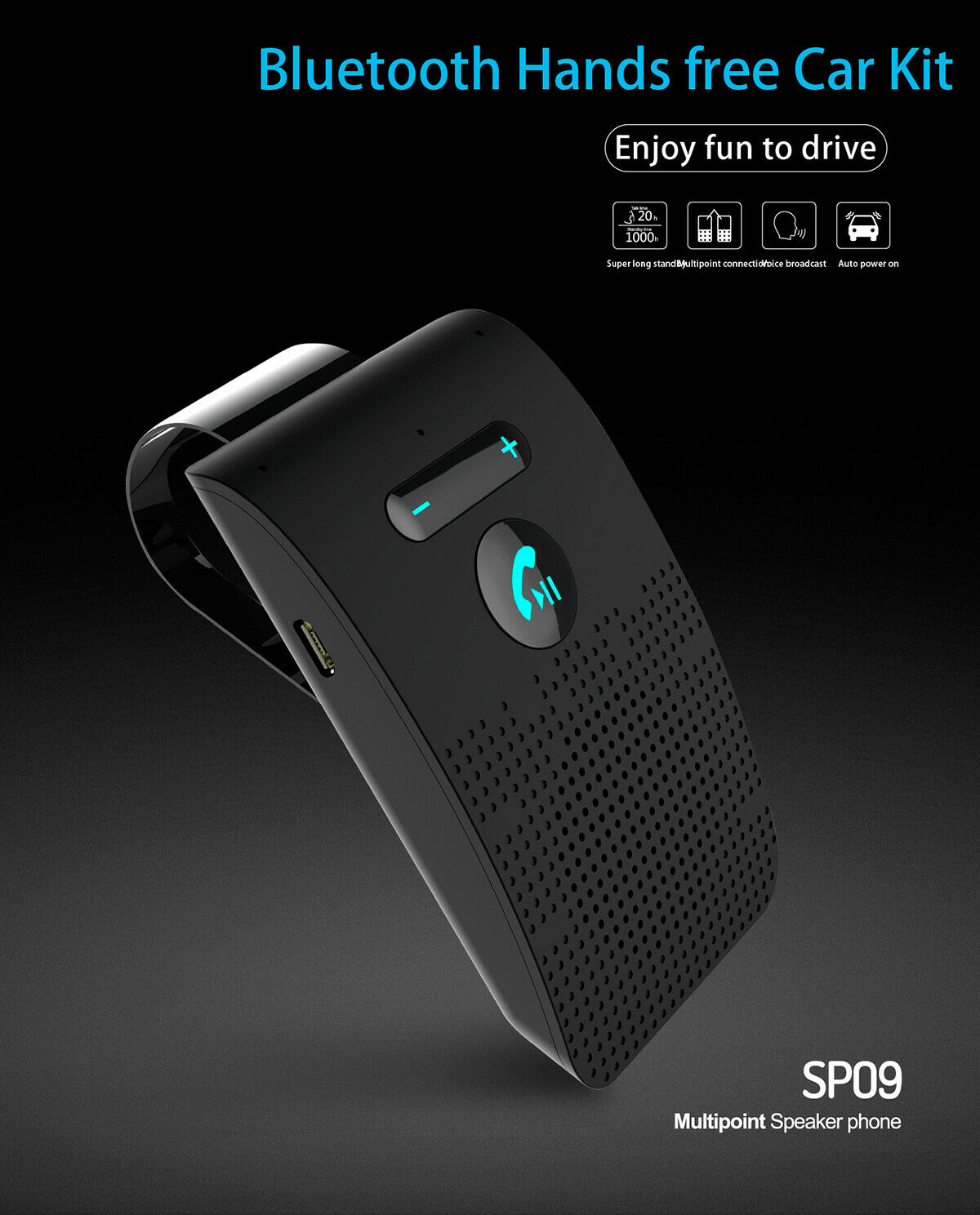 Bluetooth Audio Receiver Car Kit Bluetooth 5.0 Handsfree Sun Visor Wireless Spea - Fresh Stock Dated February 2026