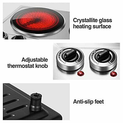 1800W Ceramic Electric Hot Plate for Cooking, Dual Infrared Double Hot Plates - Fresh Stock Dated December 2025