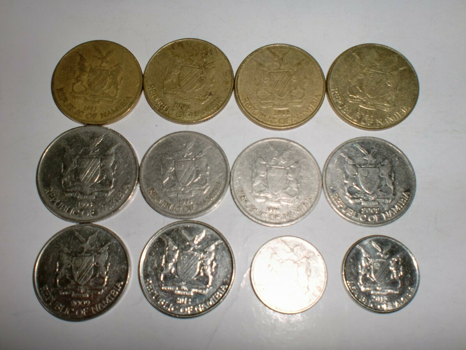 - NAMIBIA COIN LOT - 12  OLD & NEW  COINS - FULL RANGE - NO DUPLICATES-1993-2012 - Fresh Stock Dated February 2026