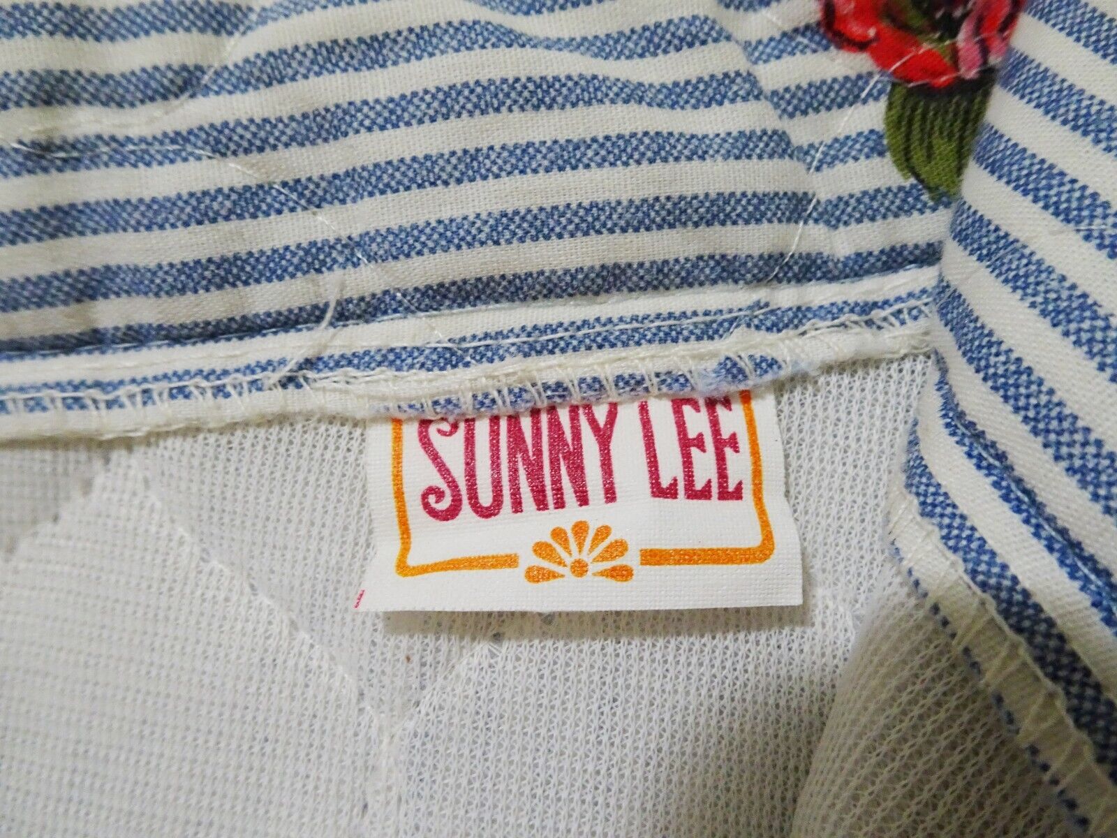 NOS Vtg 60s 70s Sunny Lee Rose Stripe Print Quilted Hippy Boho Maxi Skirt 23