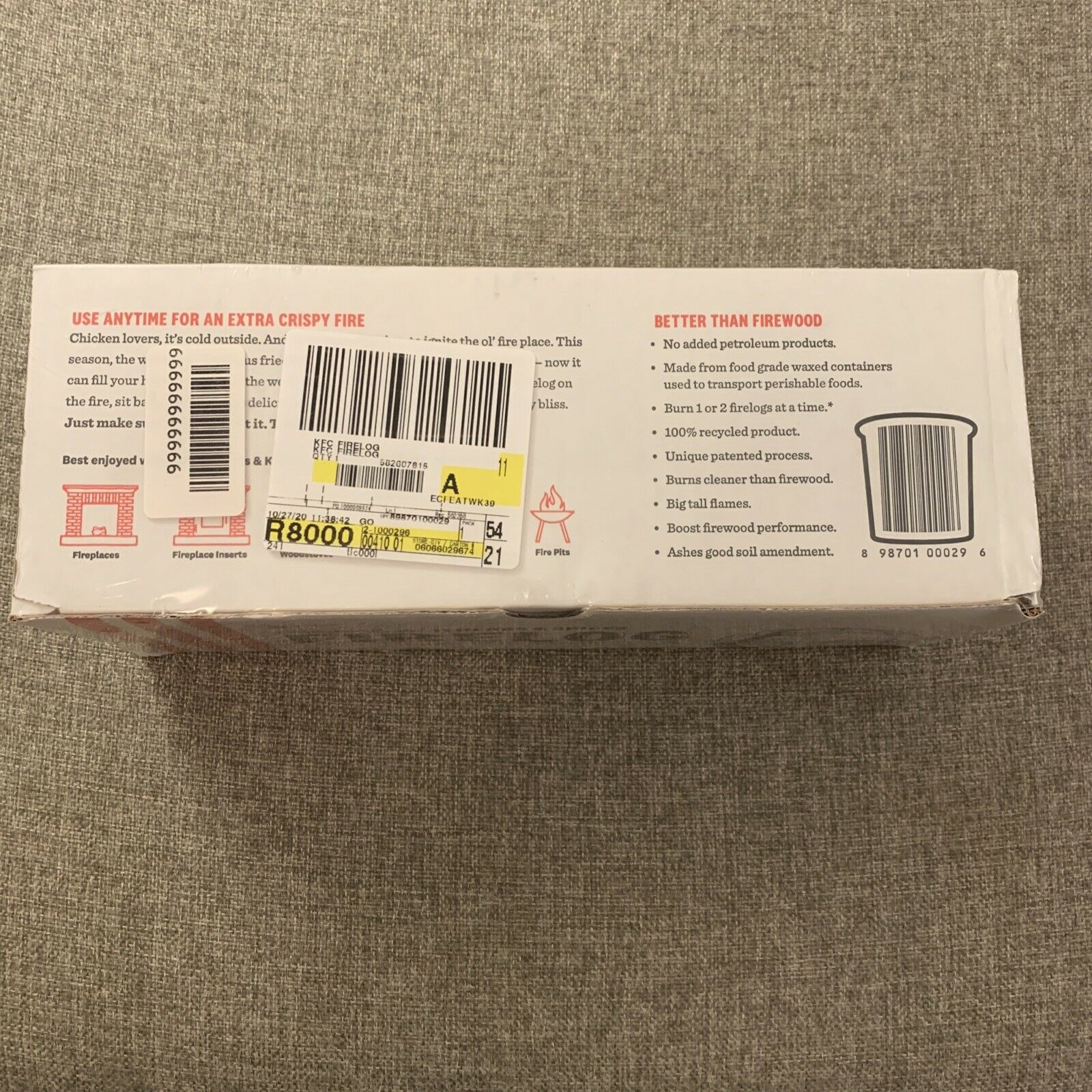 Lot Of 2 KFC 11 Herbs Spices Fire Logs  Chicken Scented Limited Edition - Fresh Stock Dated December 2025