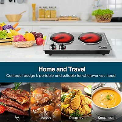 1800W Ceramic Electric Hot Plate for Cooking, Dual Infrared Double Hot Plates - Fresh Stock Dated December 2025