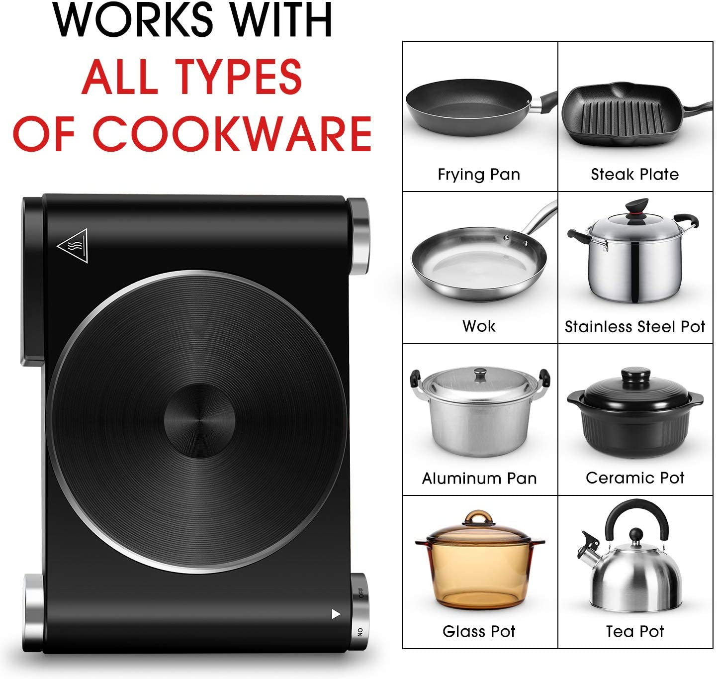 CUSIMAX Electric Burner Hot Plate for Cooking Cast Iron Hot Plates, Adjustable T - Fresh Stock Dated February 2026