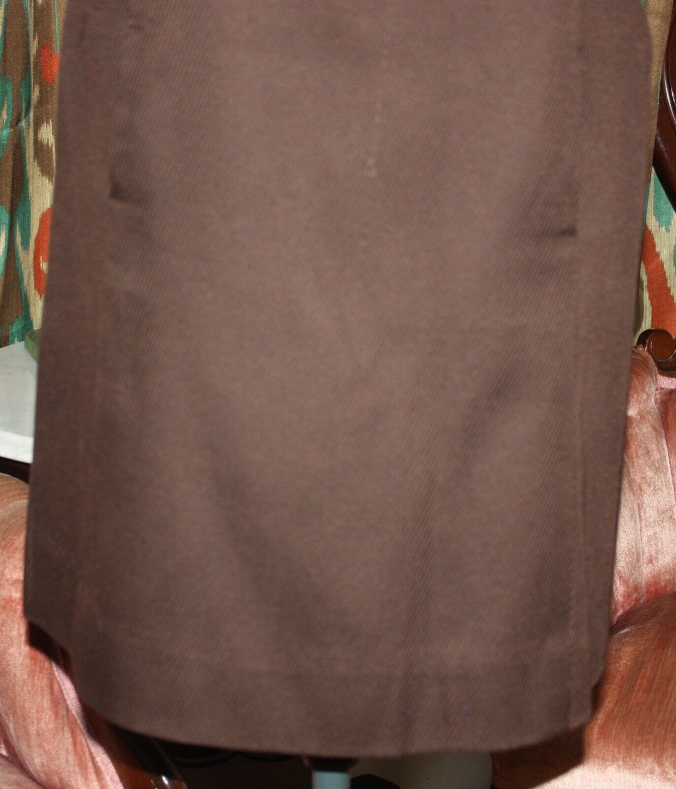 Vintage 1960s Evan-Picone Bullock's Brown Wool Ribbed Knit Pencil Skirt Sz S - Fresh Stock Dated March 2026