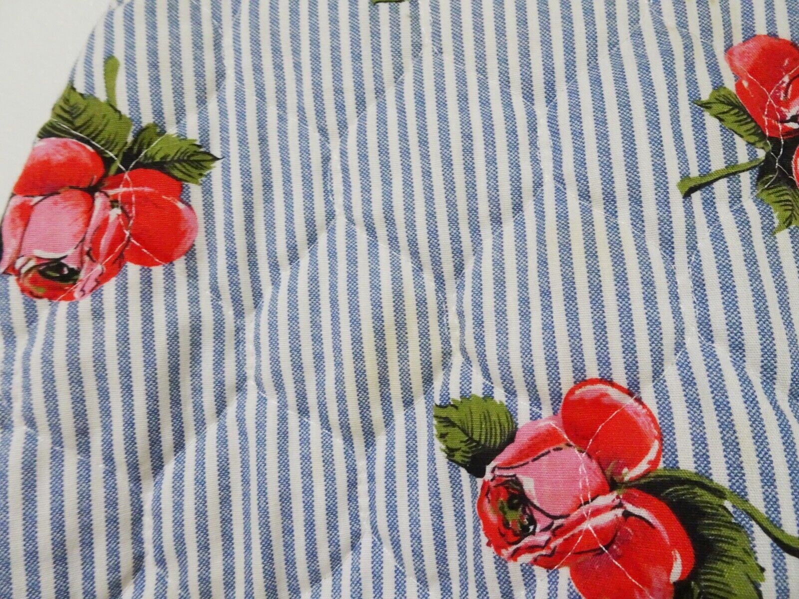 NOS Vtg 60s 70s Sunny Lee Rose Stripe Print Quilted Hippy Boho Maxi Skirt 23