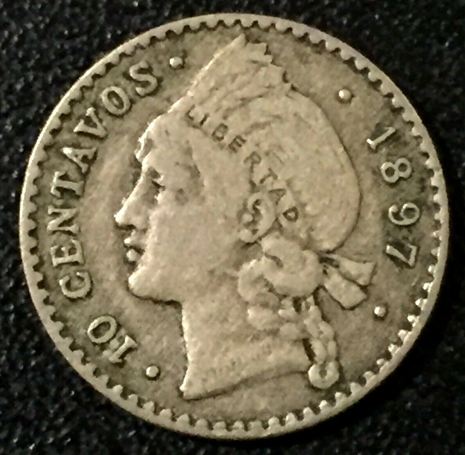 DOMINICAN REPUBLIC 10 Centavos 1897-A Silver VF - Fresh Stock Dated December 2025