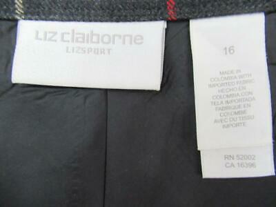Vintage Liz Claiborne Skirt Gray Beige Red Plaid Wool Lined Long Women's Size 16 - Fresh Stock Dated February 2026