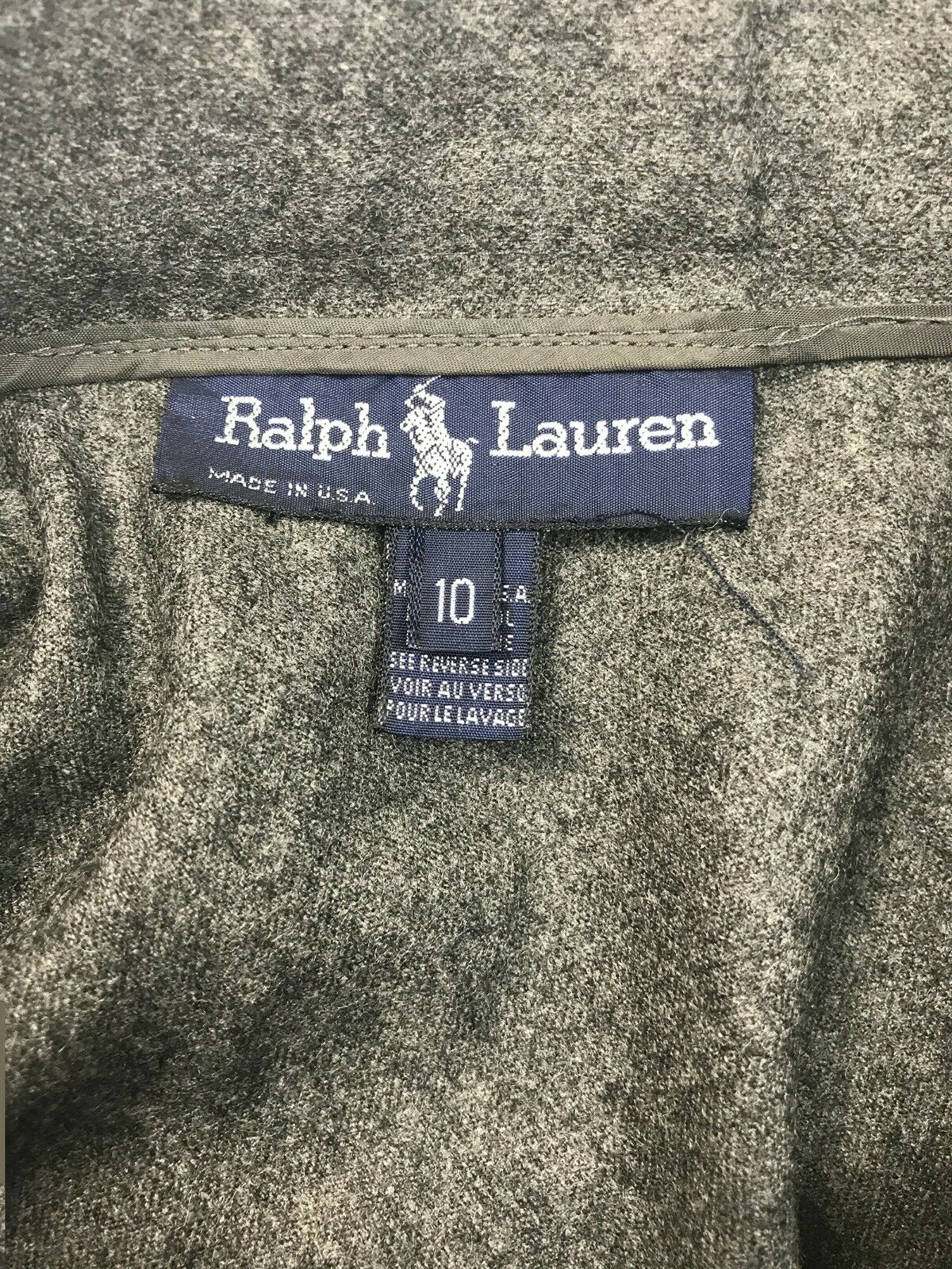 Vintage Women’s Polo Ralph Lauren Gray Wool Unlined Full Skirt w/Pockets Size 10 - Fresh Stock Dated December 2025