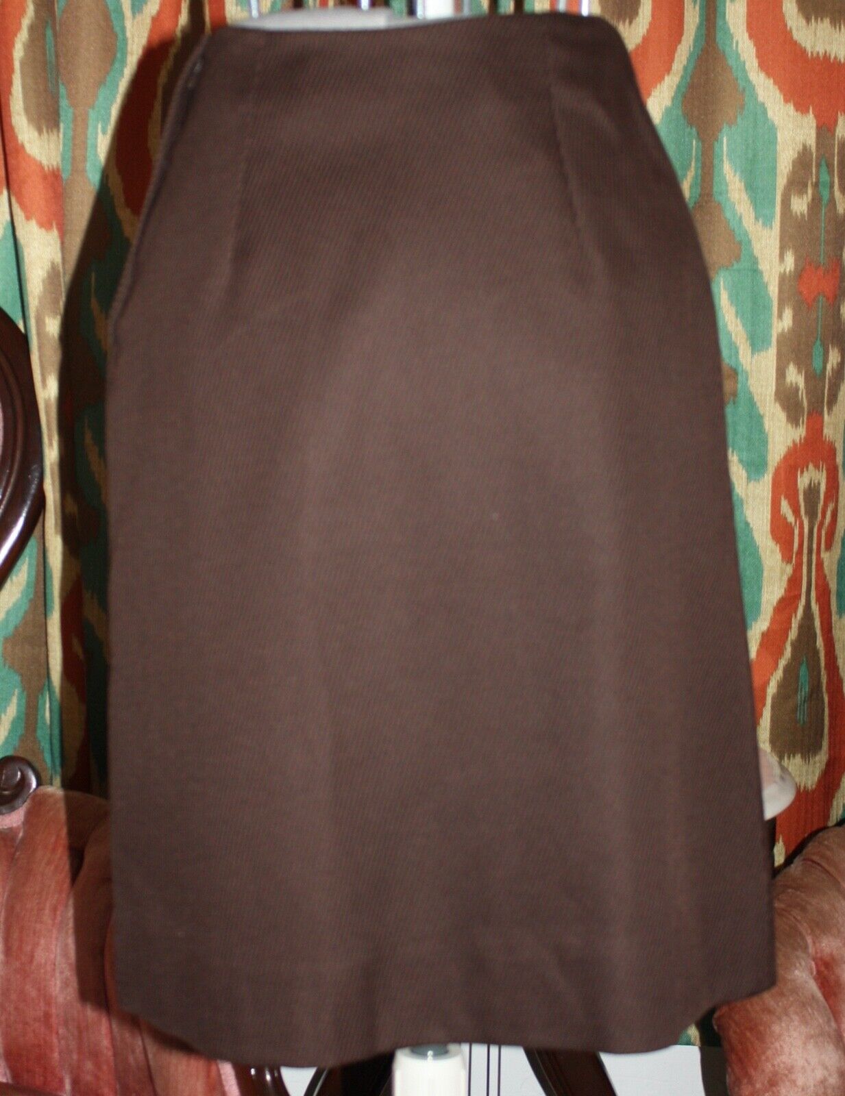 Vintage 1960s Evan-Picone Bullock's Brown Wool Ribbed Knit Pencil Skirt Sz S - Fresh Stock Dated March 2026