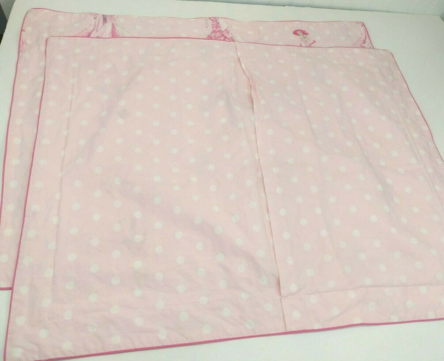 Pottery Barn Kids BARBIE Sham PAIR PINK Retro Organic Cotton Pink Std Polka Dots - Fresh Stock Dated December 2025