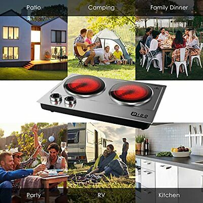 1800W Ceramic Electric Hot Plate for Cooking, Dual Infrared Double Hot Plates - Fresh Stock Dated December 2025