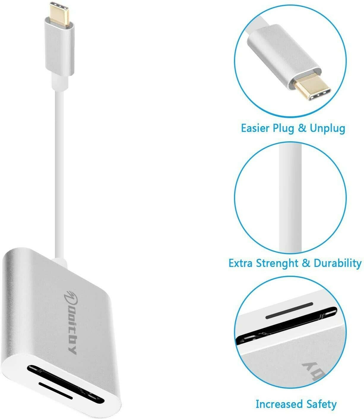 Doitby USB C to SD/MicroSD Card Reader Type C Memory Silver - Fresh Stock Dated February 2026