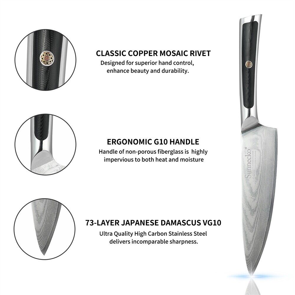 6.5 inch Chef Knife Japanese VG10 Damascus Steel Kitchen Slicing Cooking Cutlery - Fresh Stock Dated February 2026