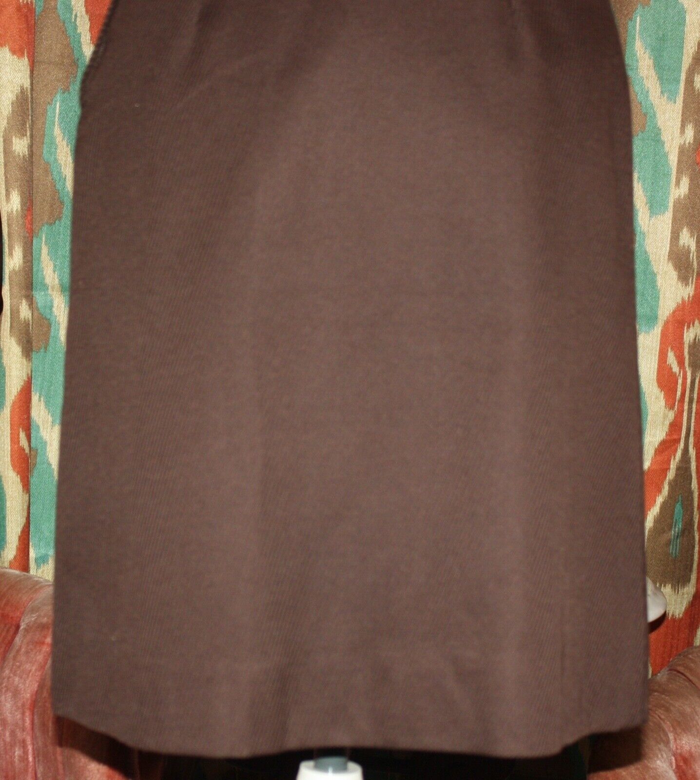 Vintage 1960s Evan-Picone Bullock's Brown Wool Ribbed Knit Pencil Skirt Sz S - Fresh Stock Dated March 2026