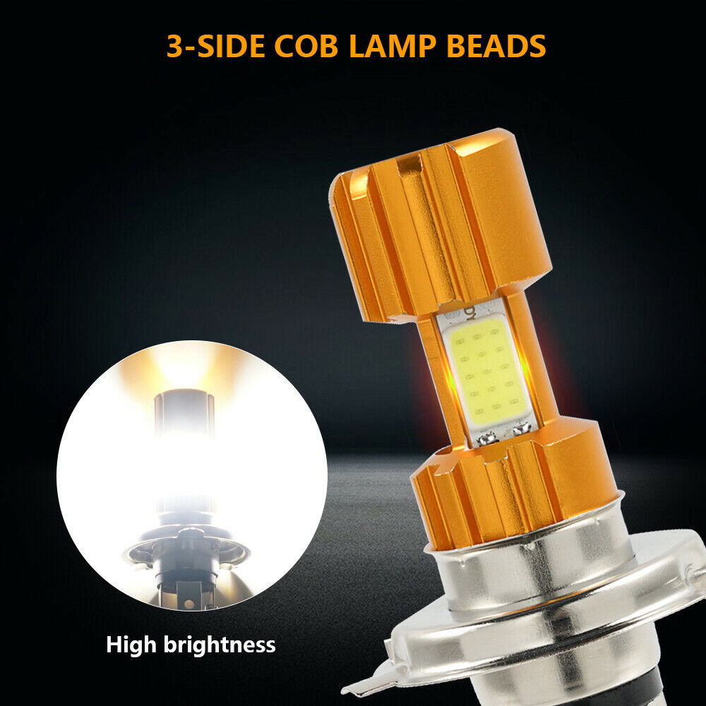 H4 9003 18W 3 COB LED Motorcycle Headlight ATV UTV Bulb 6000K White Lamp Light - Fresh Stock Dated February 2026