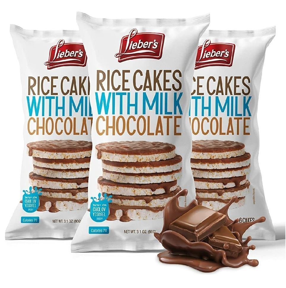 Lieber's Milk Chocolate Covered Rice Cakes, 3.1 oz (Pack of 6) - Fresh Stock Dated February 2026