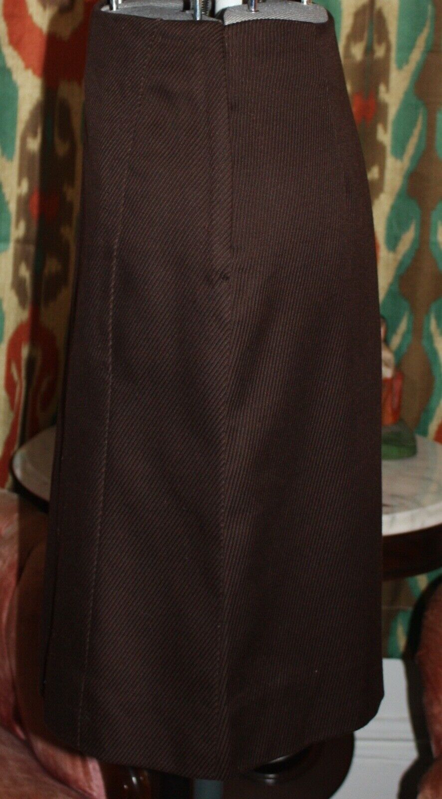 Vintage 1960s Evan-Picone Bullock's Brown Wool Ribbed Knit Pencil Skirt Sz S - Fresh Stock Dated March 2026