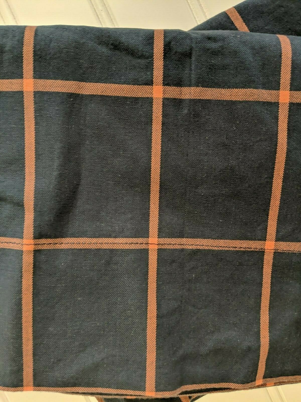 Pottery Barn Teen Navy Blue Coral Plaid Cotton Pillowcase Pair - Fresh Stock Dated December 2025