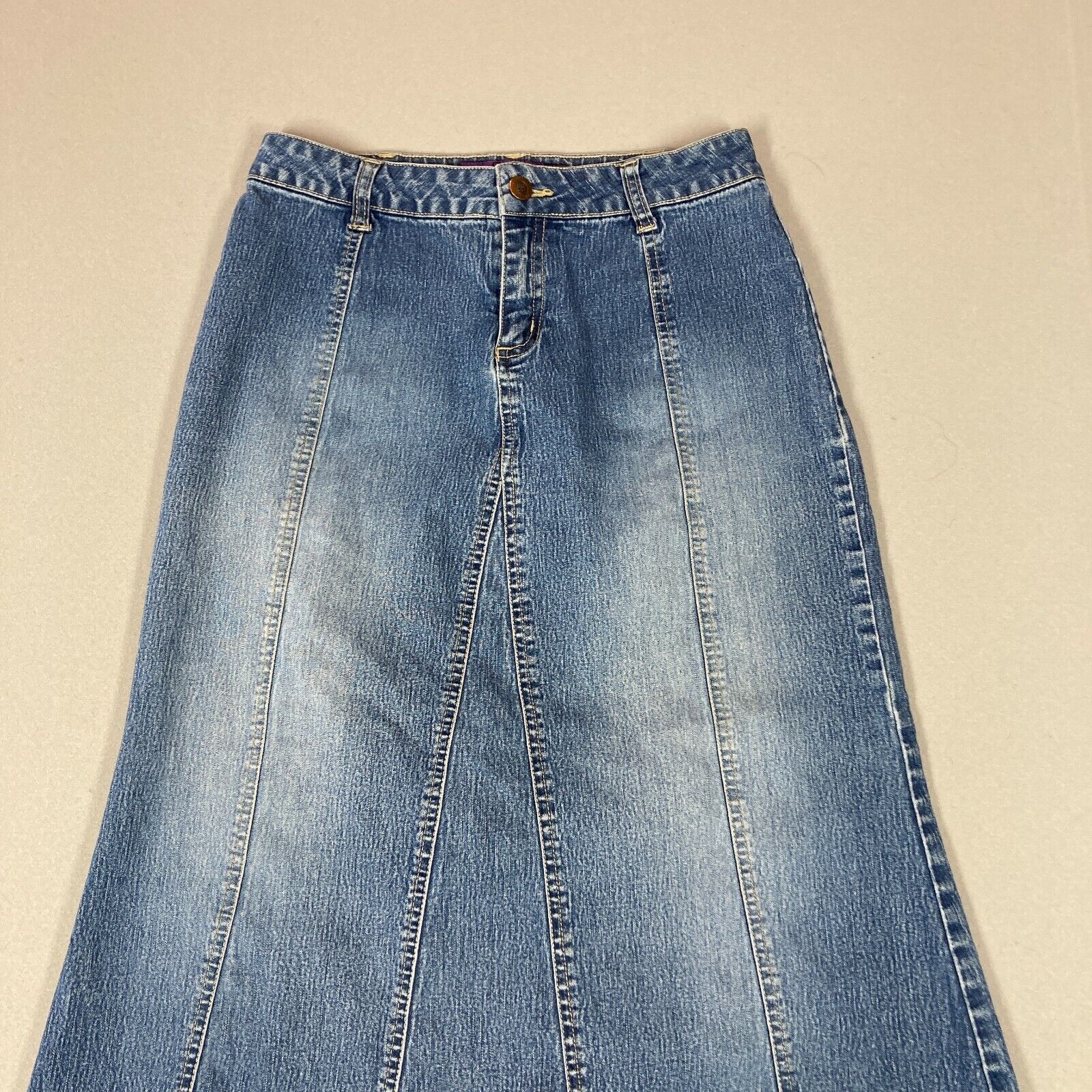 Vintage 90s Y2K Denim Low Rise Fringe Jean Skirt Rave Fairycore Bratz Size 3/4 - Fresh Stock Dated March 2026