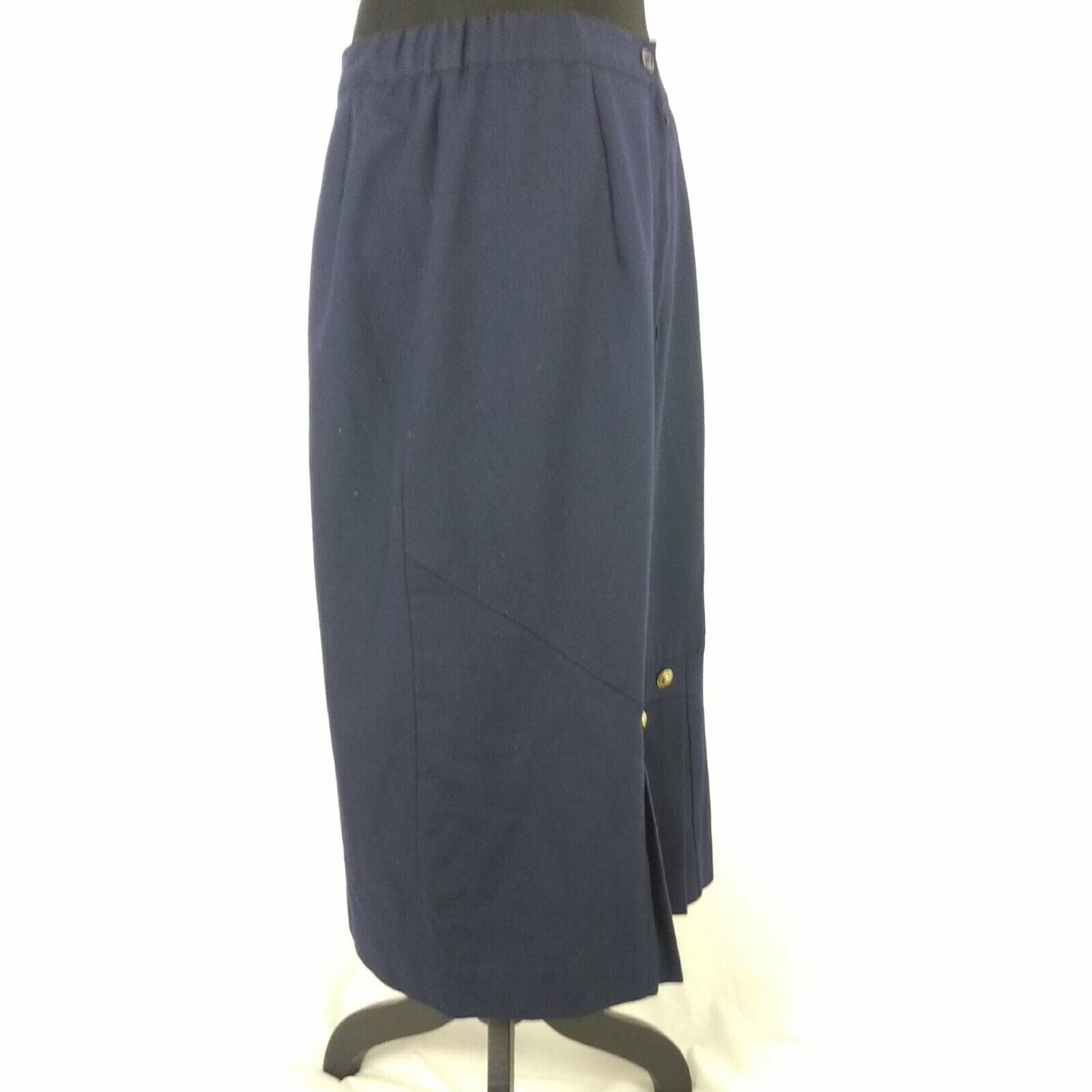 Vintage Pyke Limited Skirt Navy Dark Blue Women's 14 Brass Buttons Pleats - Fresh Stock Dated March 2026