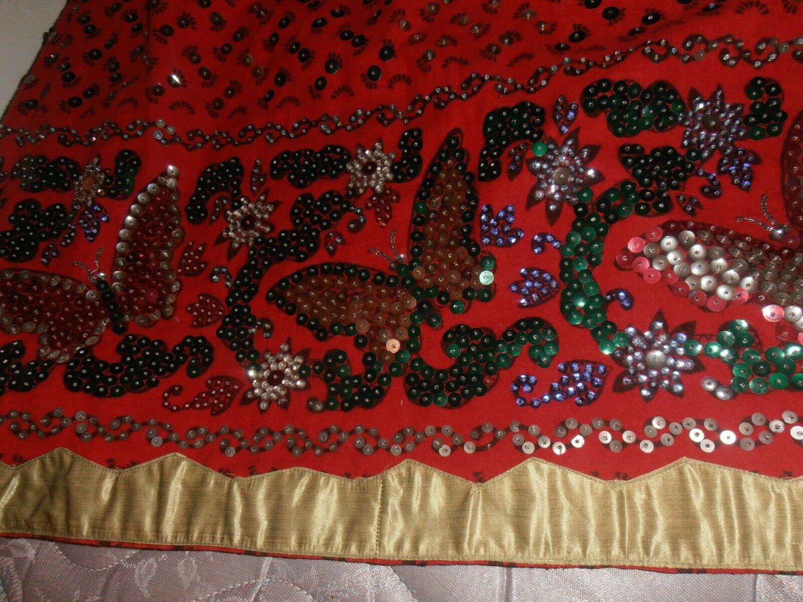 40s Mexican China Poblana Folk Skirt Sequin Butterfly Eagle Frida VTG  Mexico - Fresh Stock Dated February 2026