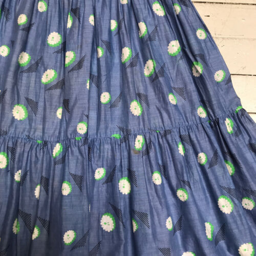 VTG 70s John Meyer Blue Floral Tiered Maxi Long Skirt Cotton M/L - Fresh Stock Dated February 2026