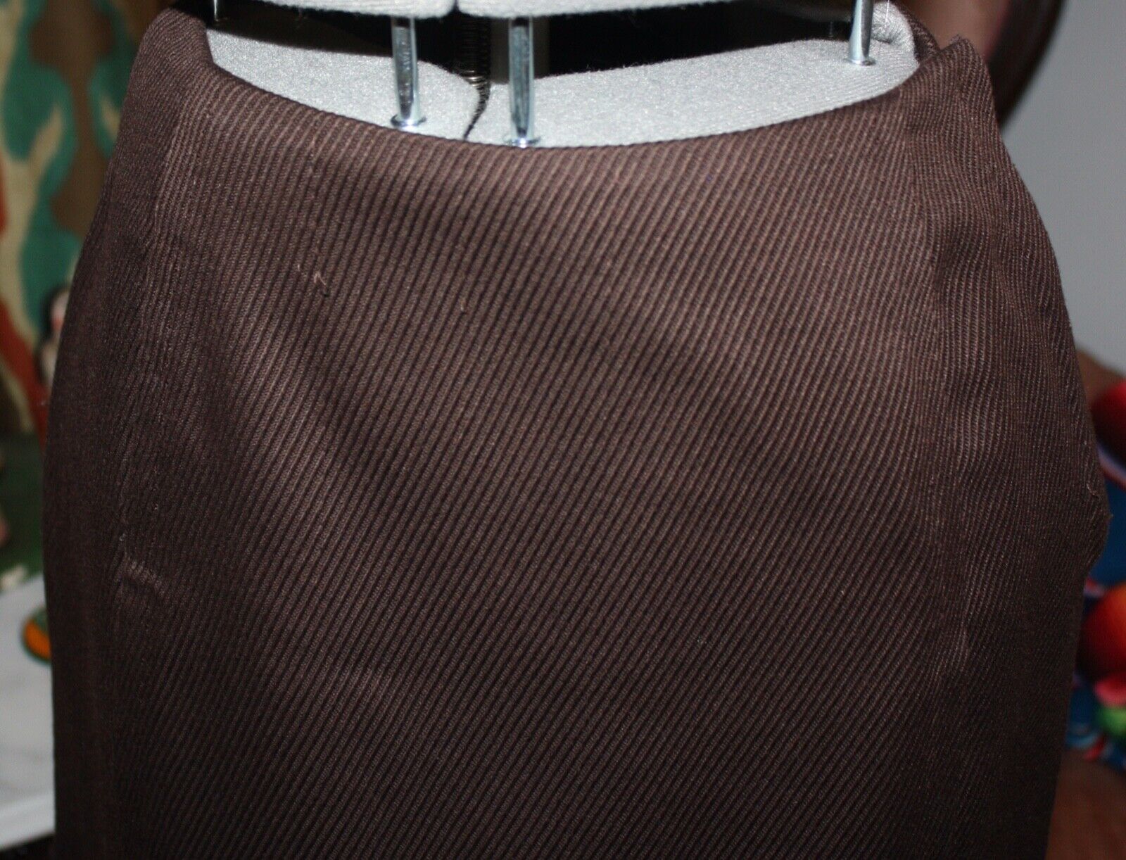 Vintage 1960s Evan-Picone Bullock's Brown Wool Ribbed Knit Pencil Skirt Sz S - Fresh Stock Dated March 2026