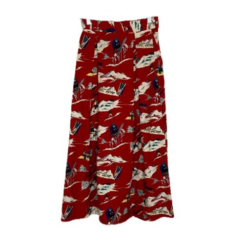 VTG CAMBRIDGE DRY GOODS Skirt Ski Print Aspen Snowmass Pocket Flannel Sz S - Fresh Stock Dated February 2026