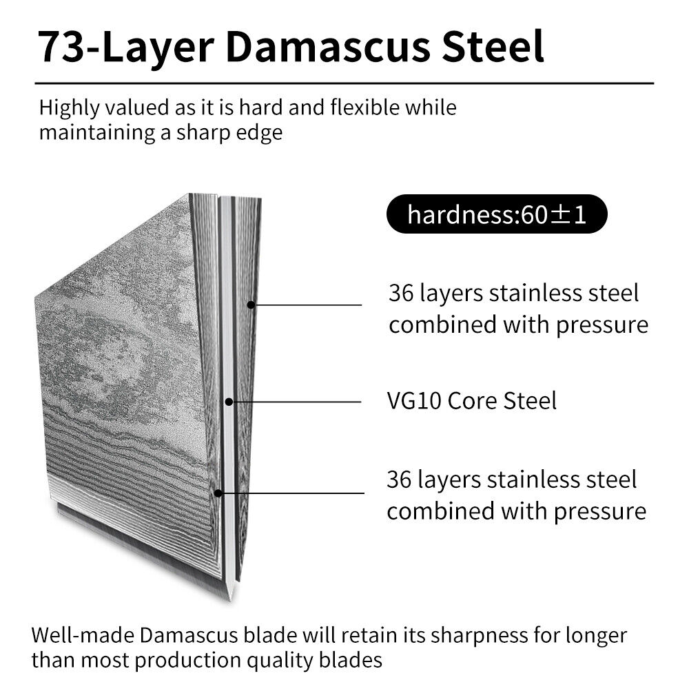 6.5 inch Chef Knife Japanese VG10 Damascus Steel Kitchen Slicing Cooking Cutlery - Fresh Stock Dated February 2026