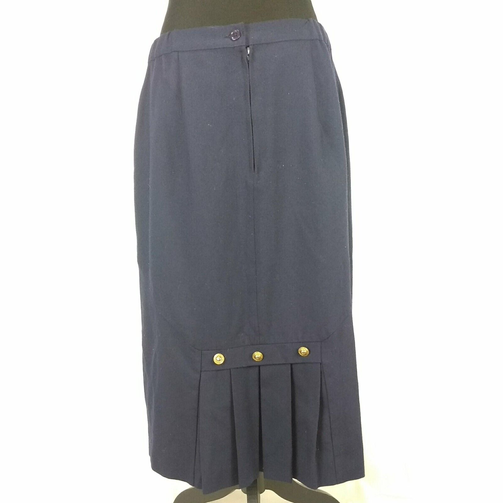 Vintage Pyke Limited Skirt Navy Dark Blue Women's 14 Brass Buttons Pleats - Fresh Stock Dated March 2026