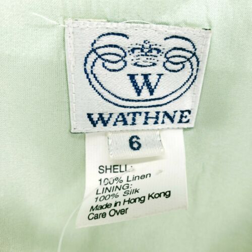 Wathne Vintage Linen Mint Green Wrap Skirt Silk Lining NWT Size 6 NEW OLD STOCK - Fresh Stock Dated February 2026