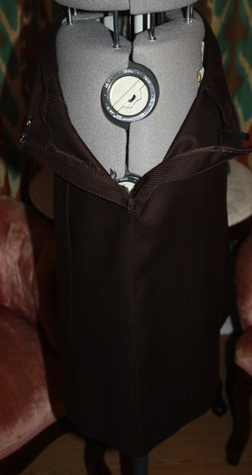 Vintage 1960s Evan-Picone Bullock's Brown Wool Ribbed Knit Pencil Skirt Sz S - Fresh Stock Dated March 2026