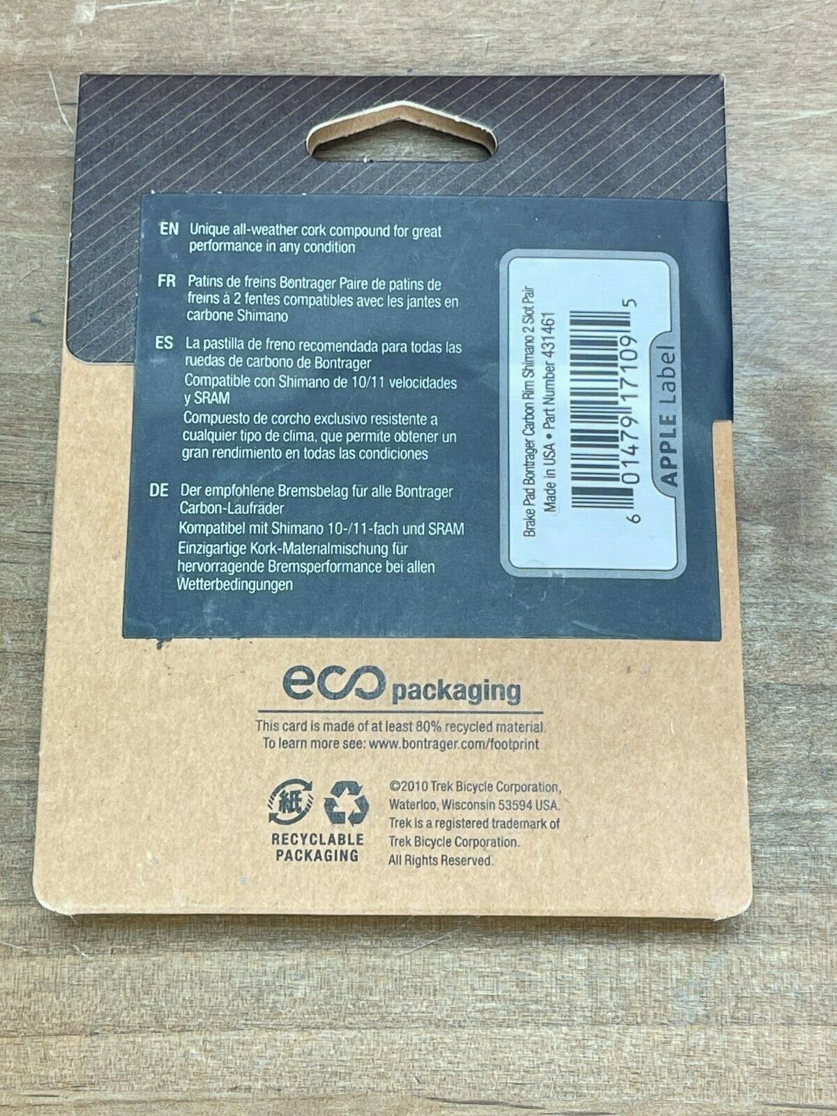 Bontrager Carbon Stop Cork Rim Brake Pads Shimano 2 Slot Pair - Fresh Stock Dated February 2026